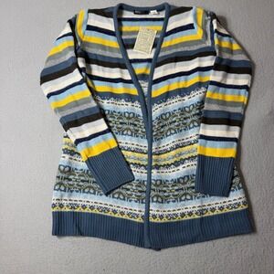 BDG Urban Outfitters Women Blue Striped Fair Isle Cardigan Sweater S NEW